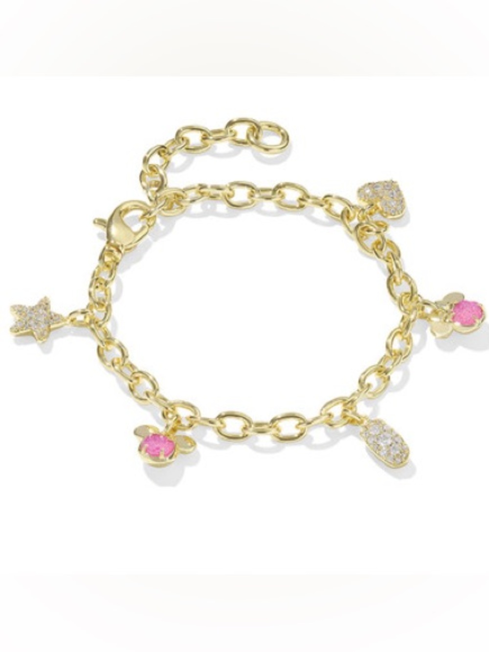 Kendra Scott x Disney charm bracelet features gold-tone chain links adorned